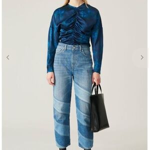 Ganni Blue and Dark Blue Straight Leg Jeans